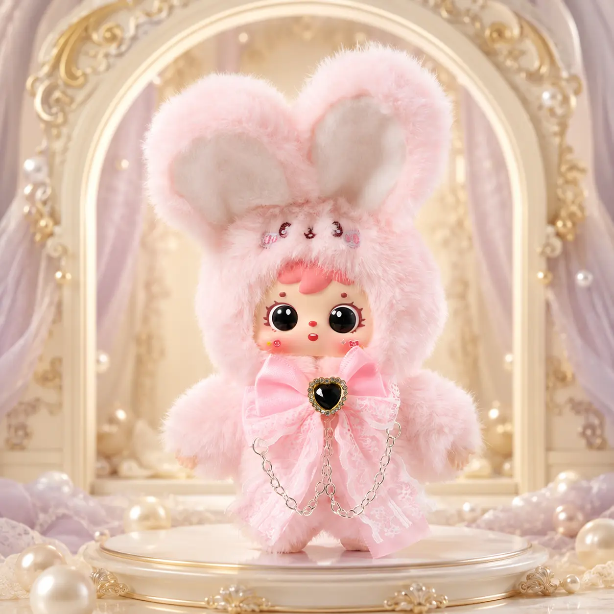 Samuel Kawaii Rabbit Plush Blind Box Cute Stuffed Animal Doll Soft Fluffy Bunny Mystery Box Kids Birthday Gift Bag Decor Random Single Box
