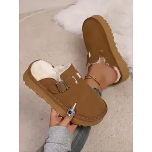 Women’s Winter Fur Lined Platform Clog Slippers, Comfortable Slip-On Mule Shoes, Soft Cozy Slippers, Fashion Warm Indoor Outdoor Walking Shoes