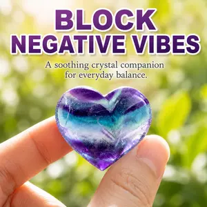 MIRGREE Natural Rainbow Fluorite Heart Crystal - Healing Meditation Stone,Pocket Size Calming Crystal for Anxiety Relief