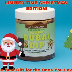 Christmas Dubai Dip and Dubai Chocolate Kits- Pistachio Cream and Tahini Mix with Shredded Kataifi - 2 Flavors: Hazelnut & Classic - 8oz & 4oz Crunchy Snack  Sweet Dessert Spread
