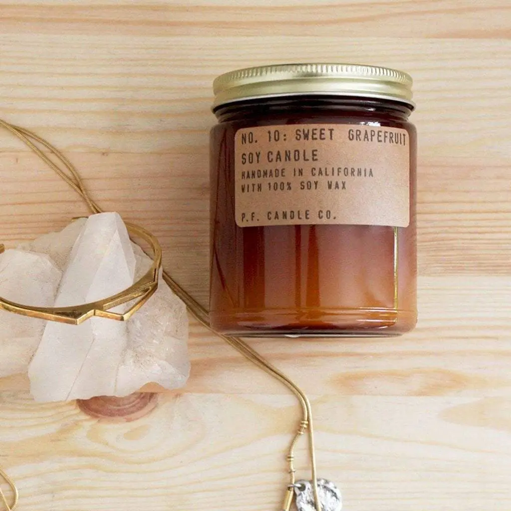P.F. Candle Co. NO. 10 Sweet Grapefruit 7.2 Oz Standard Soy Candle Handmade in California 100% Natural Wax Phthalate-Free Premium Fragrance