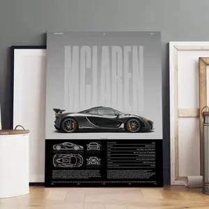 1 Count Wooden Framed Canvas, Canvas Wall Art, Supercar Performance Analysis Poster, Modern Art, Home Decor, Ideal Gift, High Definition, Waterproof, Artwork