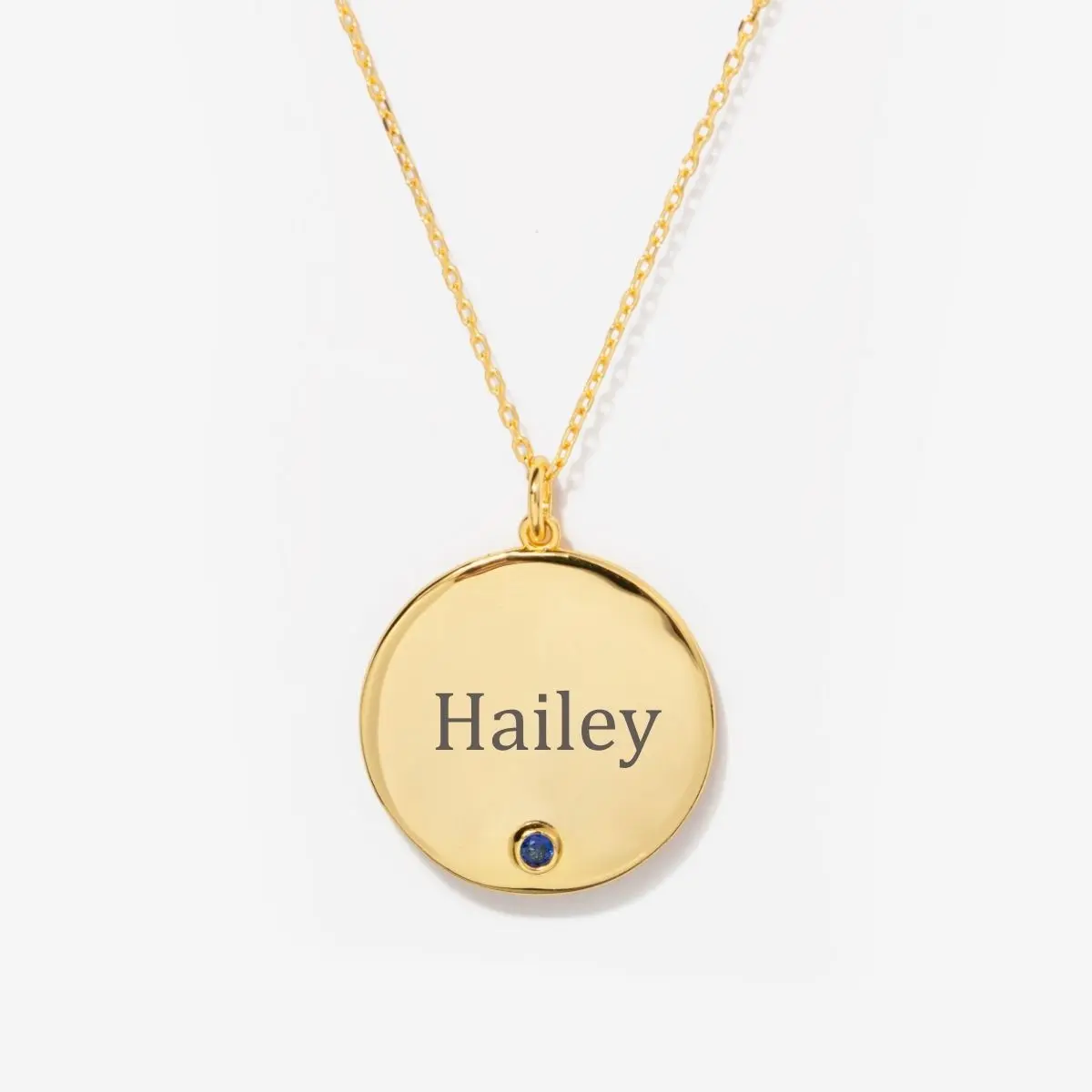 Birthstone Engravable Disc Necklace