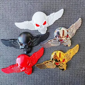 2x 3d Skeleton Emblem Metal Car Badge Sticker Logo Decoration Decal (multicolor)