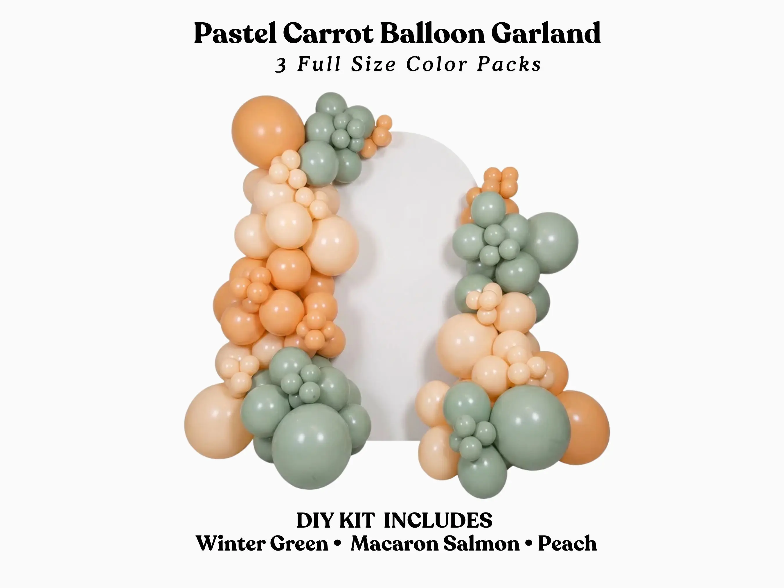 Pastel Carrot Balloon Garland - Peach, Macaron Salmon, Winter Green DIY Kit