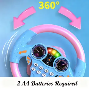 Simulated Music Steering Wheel Toy, 2 Colors Available, 360° Rotating Interactive Driving Toy, Toy, No Batteries Included