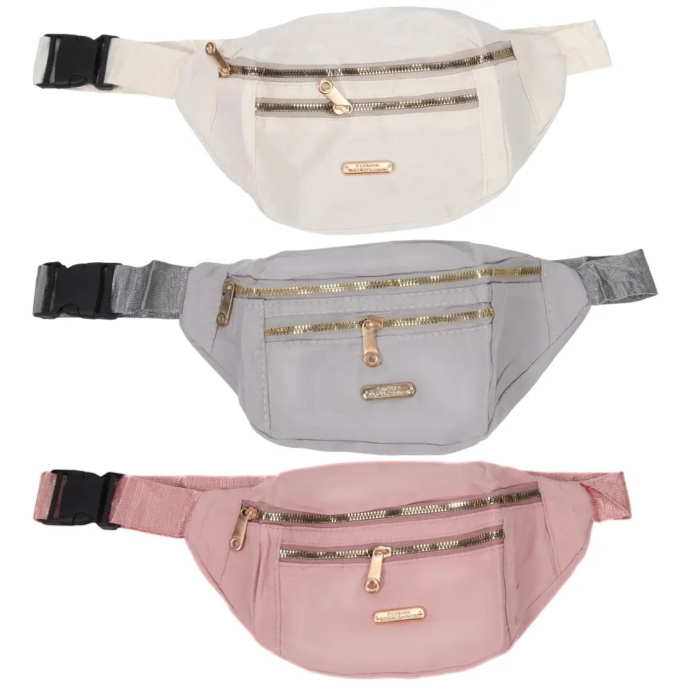 3 Pack Crossbody Belt Bags for Women & Men, Waterproof Fanny Pack with Adjustable Strap and 3 Pockets for Shopping, Dating, Jogging, Exercise, Fishing, Gym, Hiking, Waist Bag, Waterproof Fabric