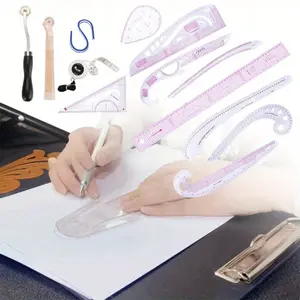 13 PCS Styling Sewing French Curve Ruler Set, Dress Makers Rulers Clear Sewing Tailors Pattern Making Ruler for Fashion Design and Guides