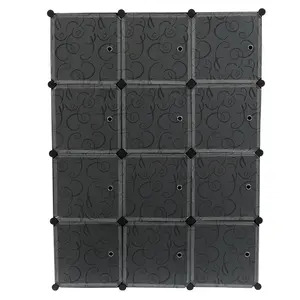 New Cube Storage 12-Cube Closet Organizer Storage Shelves Cubes Organizer DIY Closet Cabinet with Doors White and Black Color