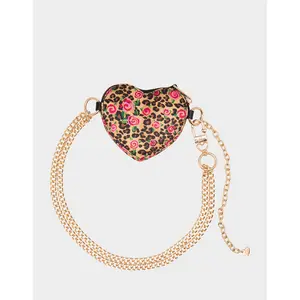 Betsey Johnson PRINTED PATENT CHAIN BELT BLACK