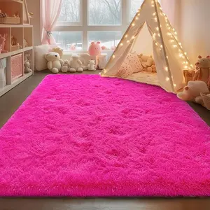 G-DAKE Fine Fluffy Shaggy Rug, Aesthetic Rose Red Non Slip Area Carpet, Soft Cozy Plush Rug for Bedroom, Living Room, Nursery, Kids Room and Balcony