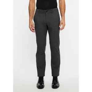 CHARCOAL HERRINGBONE STRETCH KNIT WOOL LOOK PANTS PM-3303-44