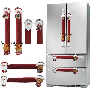 Christmas Decorations Indoor 6 Pack Christmas Refrigerator Fridge Door Handle Covers, Santa Snowman Christmas Kitchen Decor Appliance Handle Cover Xmas Holiday Decor