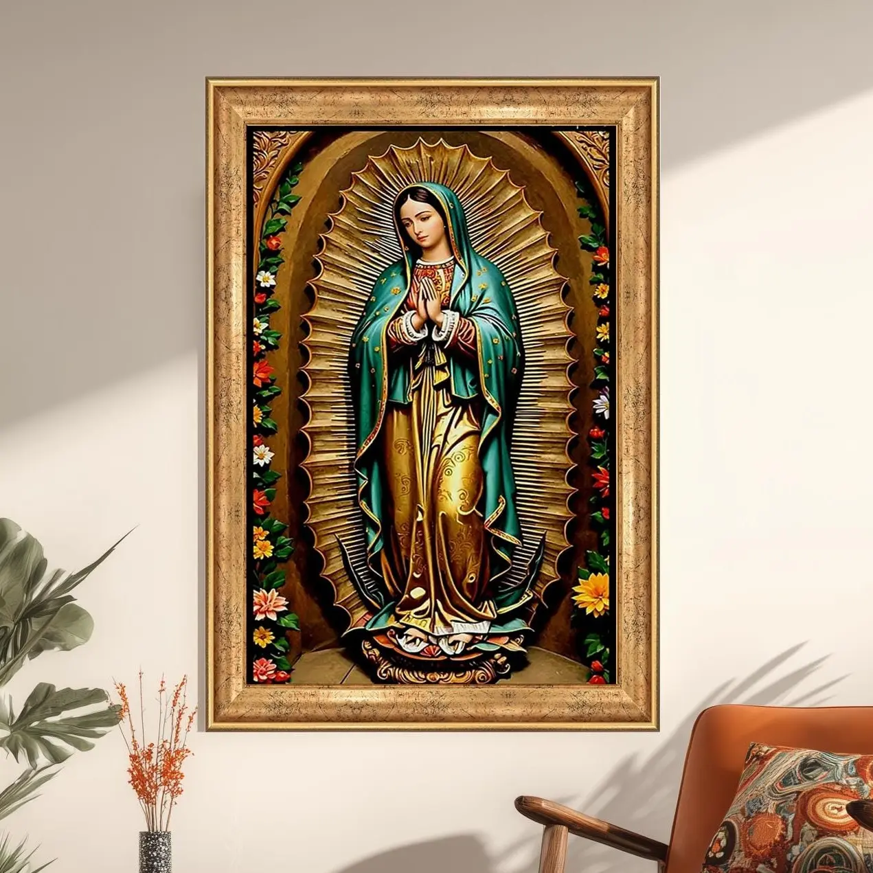 [UNFRAMED] Virgin of Guadalupe Wall Art Print – Traditional Catholic Religious Poster, Sacred Virgin Mary Artwork, Colorful Mexican Decor Poster