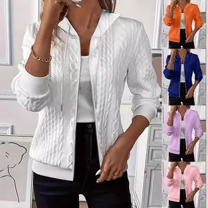 Casual Solid Color Zip Up Hoodie for Women Lightweight Knit Jacket for Daily Wear