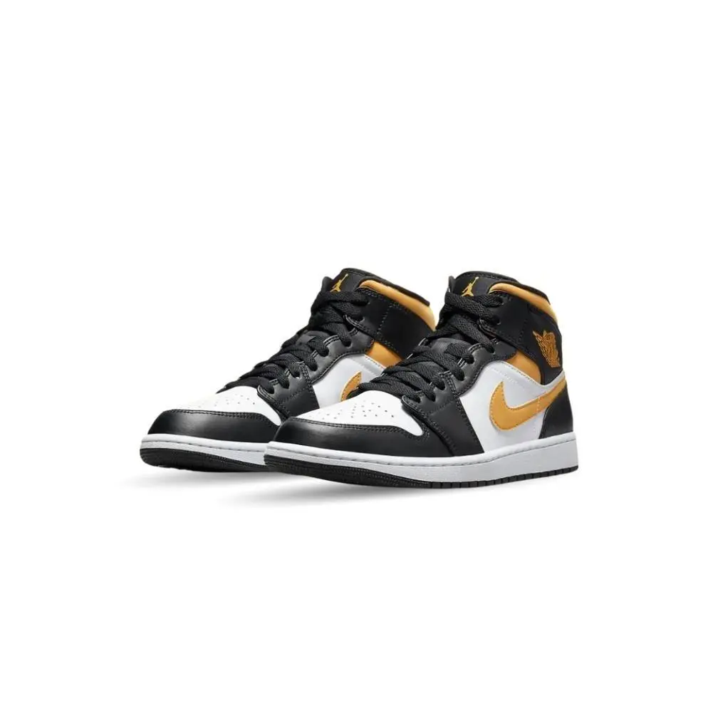 Jordan 1 Mid White Pollen Black Men's 554724-177 & GS 554725-177 Fashionable Sports Shoes Hoops Shoes