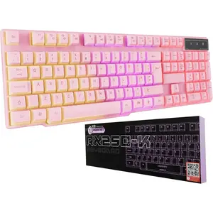 Pink Gaming Keyboard RGB USB Wired Rainbow Keyboard for PC Gamers, PS4, PS5, Laptop, Xbox, Nintendo Switch, RX-250 Hornet Edition