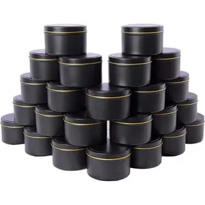 Edamame Candle Tin 24 Pcs,8oz,Candle Containers,Candle Jars for Candle Making,Arts&Crafts,Storage&More -Black