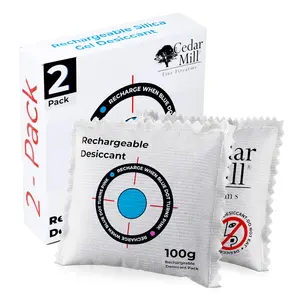 Rechargeable Dehumidifier Packs | Moisture Control Desiccant for Safes | 2 x 100g Reusable Packets Defense Box travel  gear