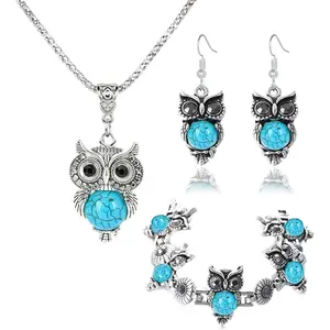 Western Earrings Necklace Bracelet Set for Women Handmade Boho Vintage Turquoise Dangle Drop Earrings Dainty Bohemian Country Jewelry Gifts