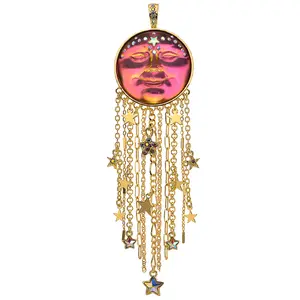 Mystic Venus Seaview Moon Stardancer Foldover Pendant (Goldtone/Mystic Iridis)