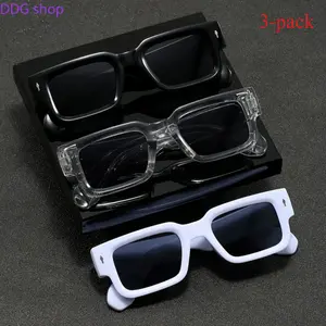 3-Piece Men's Small Square Frame Glasses, 2026 Trendy Lightweight Plastic Eyewear, Anti-Reflective Lenses, Minimalist Sleek Frames, Multi-Color, Fashion Sunglasses for Driving, Outdoor & Daily Casual Wear