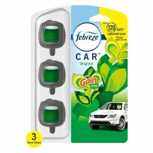 2X-Febreze Car Gain Original Scent Odor-Fighting Car Freshener Vent Clip - 0.06 oz - 3 pk