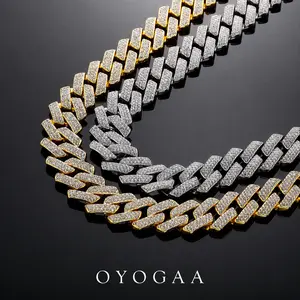 OYOGAA Cuban Link Chain for Men - 20MM Iced Out Miami Mens Necklace 14K Gold Plated Cubic Zirconia Women Hip Hop Jewelry