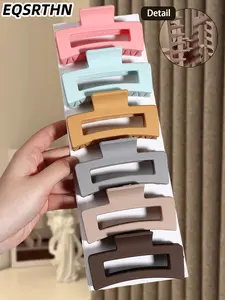 6pcs Morandi Color Matching Simple Large Square Hair Clip Simple Hollow Design Suitable for Thinning Hair and Thick Hair Women Daily Hair Anti-slip Hair Clip