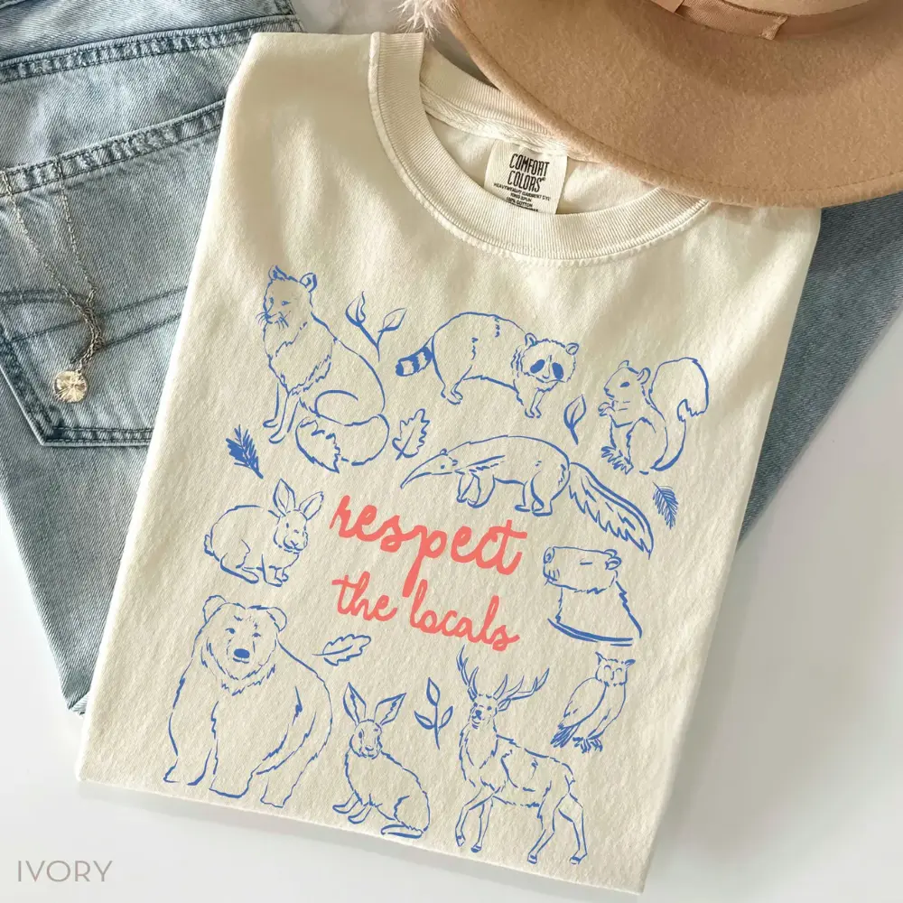 Comfort Colors National Park T Shirt, Respect The Locals TShirt, Camping T-Shirt, Gift For Granola Girl Gift Graphic Tee Womenswear Cotton Soft