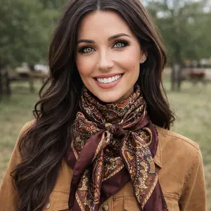 35X35" Brown and Orange Paisley Wild Rag / Scarf WR3452