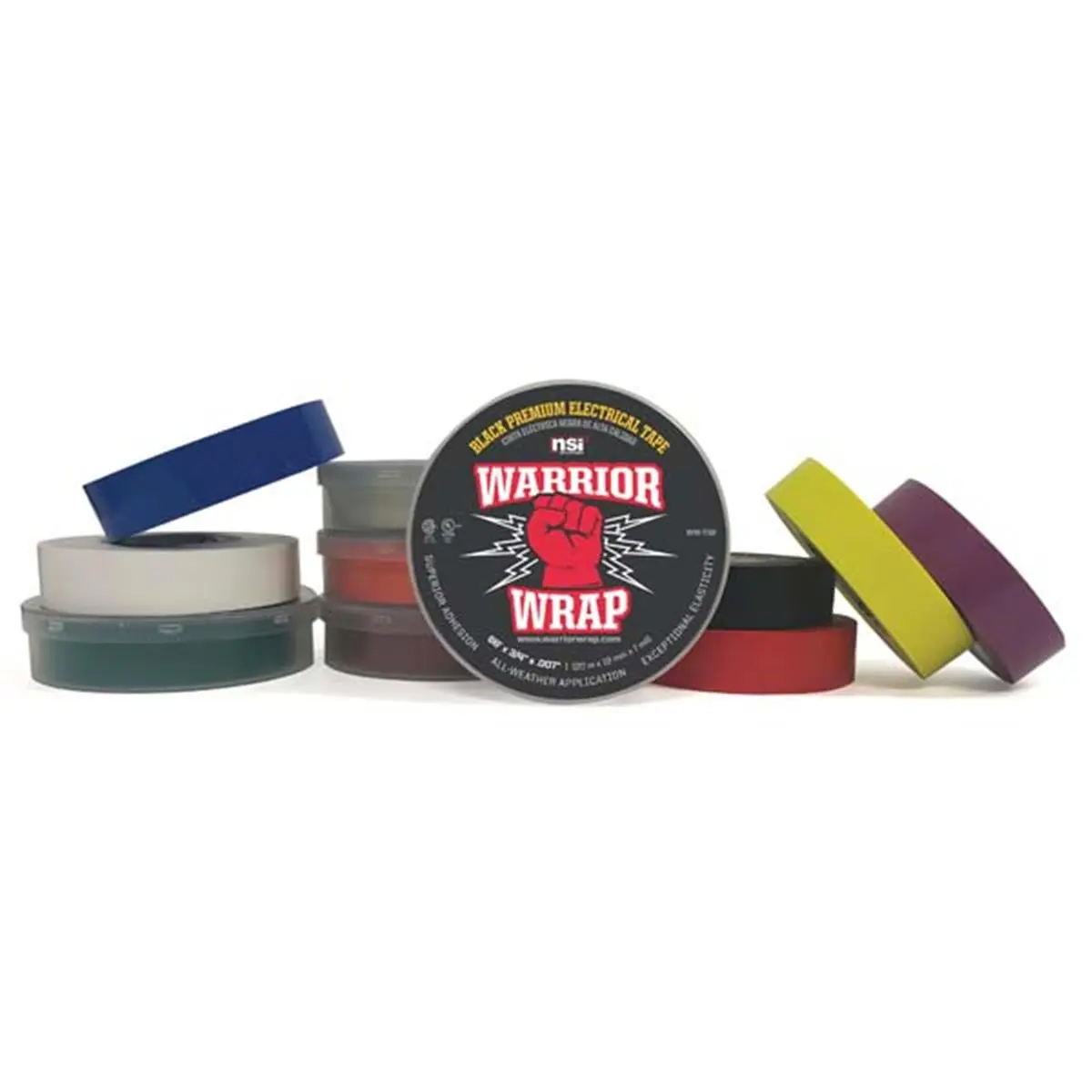 212 MAIN NSI Industries WW-716-9 7m Warrior Wrap General Vinyl Adhesive Electrical Tape, White, Single Roll, Adhesive Tape