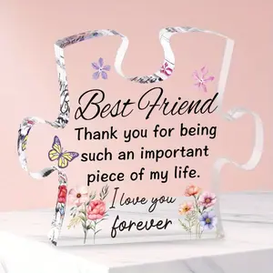 Stylish Best Friends Puzzle-Shaped Acrylic Table Decoration, Ideal Birthday Friendship Gift for Women, Perfect for Christmas Bestie Gifts for Women and Women Best Friends Birthday Gifts