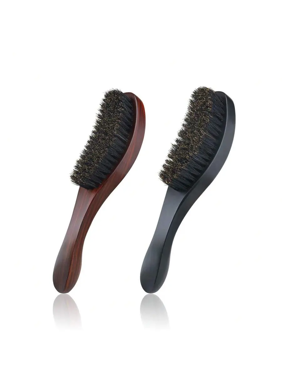 1Pc Wooden Handle Boar Bristle Hair Brush, Multi-Functional Detangling Styling Comb, Edge Control & Slick Back Brush, Portable Hair Grooming Tool for Curly Hair, Women Daily, Salon & Travel Use scalp massage flexible