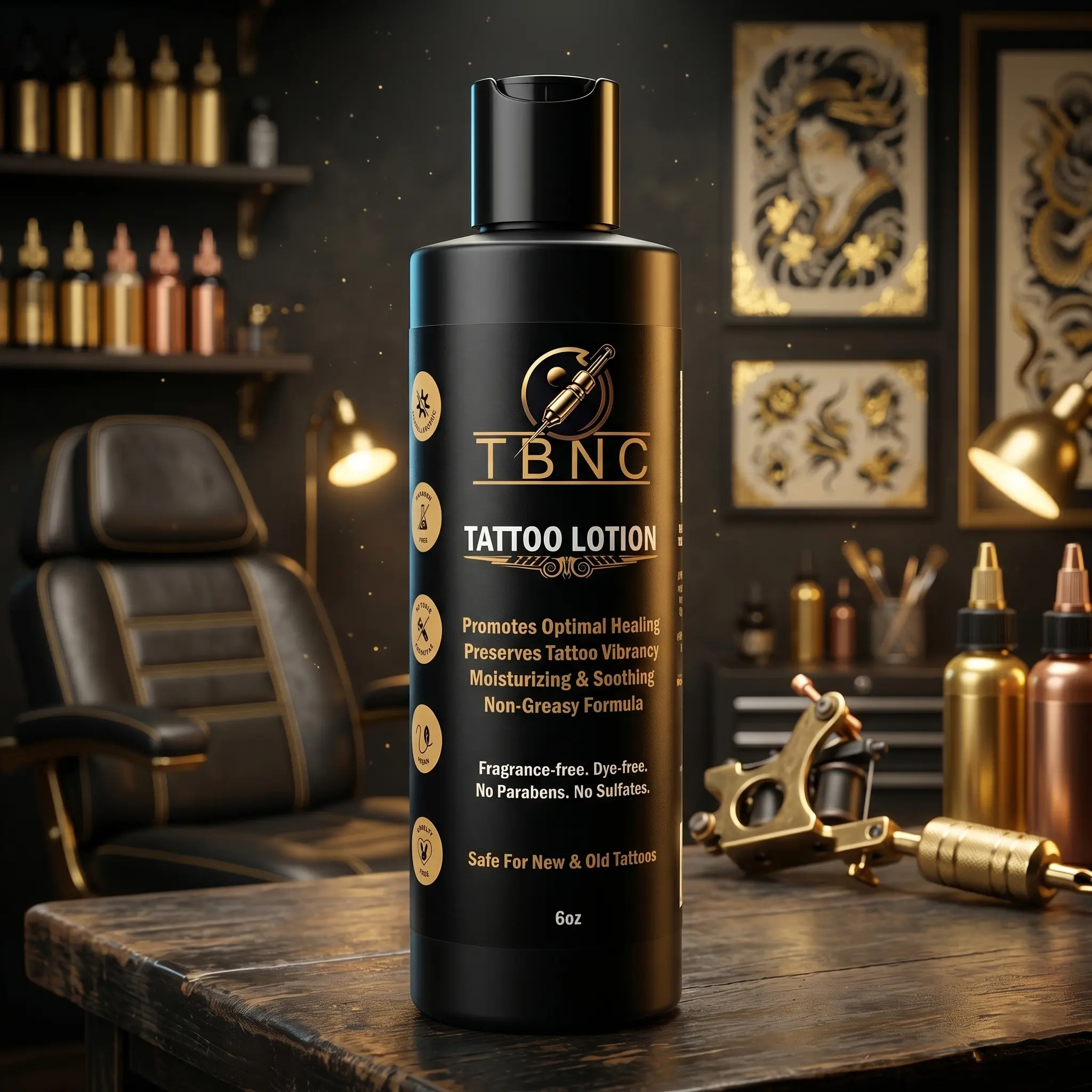 TBNC Tattoo Aftercare Lotion Unscented - 6oz Premium Blend with Coconut Oil & Shea Butter for Optimal Healing & Vibrancy