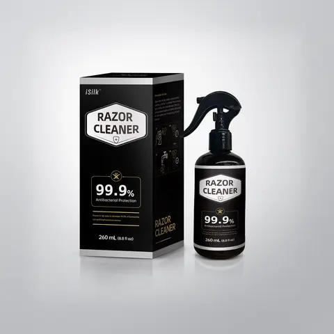 iSILK Shaver Cleaner Spray - Perfect Gift for Men, Sanitizes Electric/Manual Razors, Clippers & Trimmers | Eliminates Odor, Residue & Skin Irritation, 260ml (8.8fl oz)