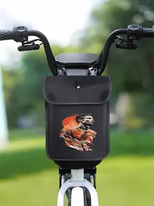 Handlebar bag with Cristiano Ronaldo football star logo, easy to install, multi-functional storage bag, perfect for outdoor enthusiasts.