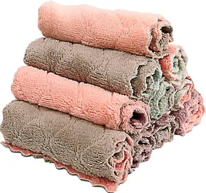 Microfiber Kitchen Washcloths, Super Absorbent Coral Velvet Dishtowels, Premium Table Cleaning Cloths, Non-Stick Oil Quick Dry Dish Towels, Soft Tea Towels,...