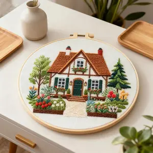 DIY Embroidery Supplies Kit House Tree Tree Landscape Cross Stitch Kits Flower Scenery Sewing Printed Canvas Home Decoration