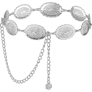 Western Concho Chain Belt, Adjustable Metal  Chain, Cowgirl Boho Belts for Women Country Concert Outfit for Dress