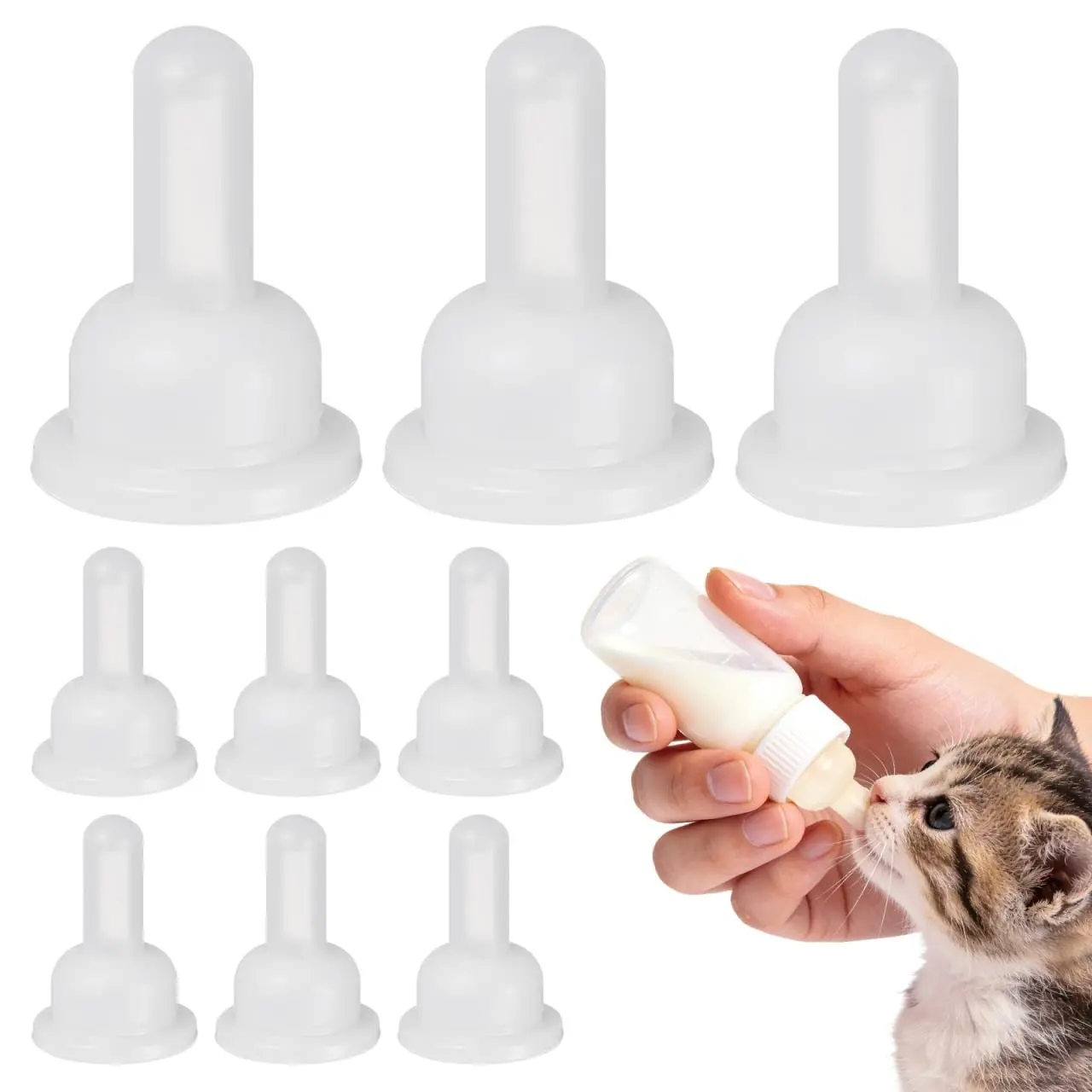 40-Pack Silicone Pet Nursing Nipples Replacement Pacifiers for Small Animals Bunny and Kitten Feeding Bottle Nipples Pet Feeder Nipples