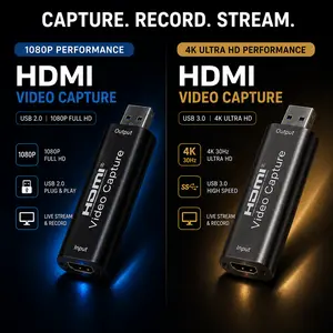 4K USB 3.0 & 1080P USB 2.0 HDMI Video Capture Card for OBS, Twitch, YouTube Streaming & Gaming