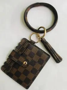 PU Leather Fringe Bracelet Keychain Card Holder, ID Wallet, Coin Purse, Car Key Pendant, Credit Card Case, Stylish Accessory