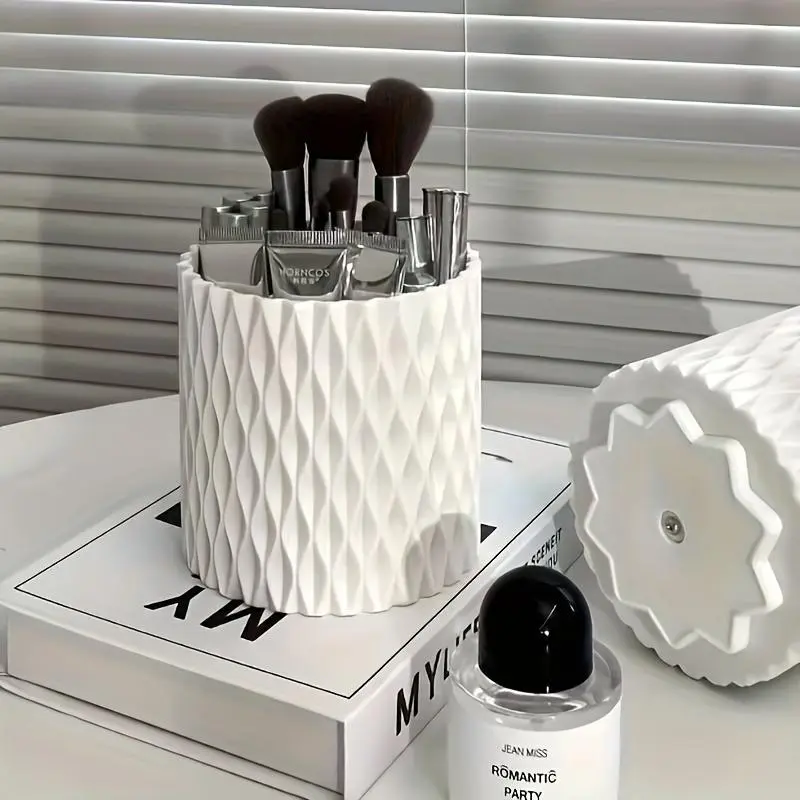 Makeup Brush Storage Box 360° Rotating Desktop Cosmetic Eyebrow Pencil Makeup Lipstick Storage Box Cosmetic Organiser Cosmetics Organizer Beauty Organizer