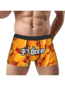 1 piece Goldfish Dinner Underpants Homme Panties Male Street Style Underwear Print Shorts Fitted Boxer Briefs