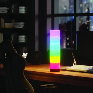 Hoodink RGB LED Corner Floor Lamp with USB- Dimmable Multicolor, -in Standing Light for Living Room, Bedroom, Game Room - Modern RGB Light for home Decor