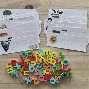 Educational toy gifts, children's word recognition, spelling, increasing memory, matching letter learning game activities, Preschool Alphabet Tool, viewing and spelling learning toys, wooden teaching toys, Halloween, Christmas gifts