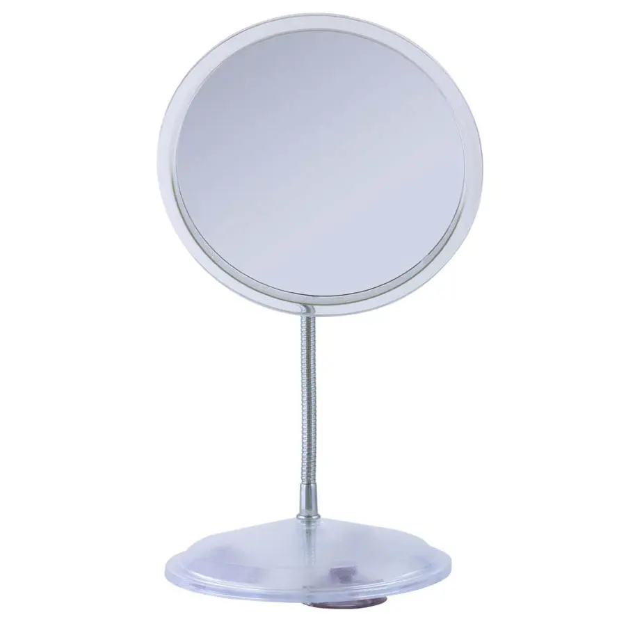 Gooseneck Makeup Mirror with 7X Magnification, Adjustable Steel Neck, Suction Base, Optical Quality Glass, and Wall Mount