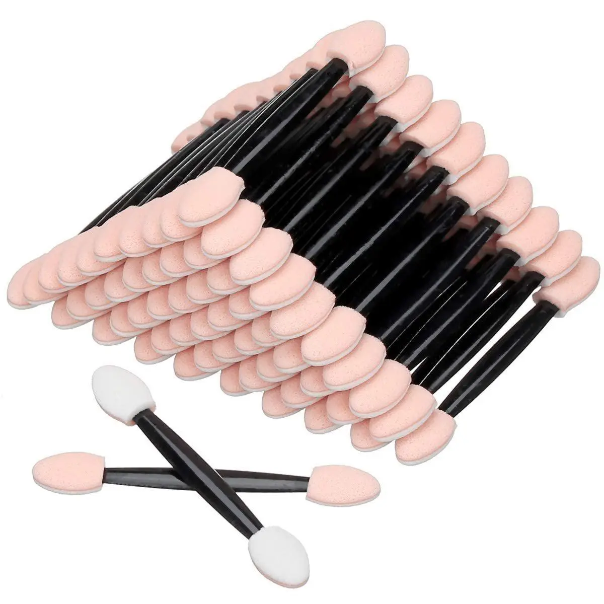 Disposable Dual Sided Eye Shadow Sponge Applicator 30PCS Black Non Toxic Soft Latex Makeup Brushes for Natural Dramatic Looks Comfortable Easy Carry