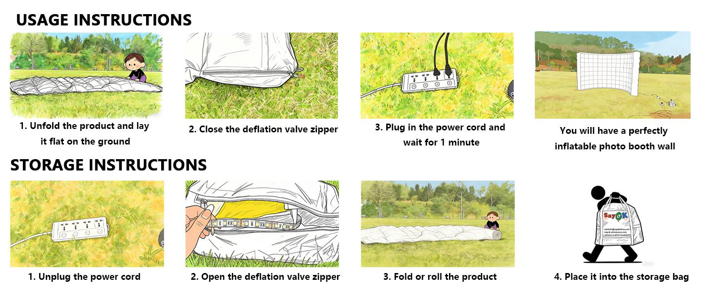 SAYOK Inflatable Photo Booth Wall (White, 119' 'x 59''x 91'') Selfie Booth Backdrop, Photo Booth Enclosure Inflatable Photo Shoot Background White Wall for Wedding Party Exhibition Event